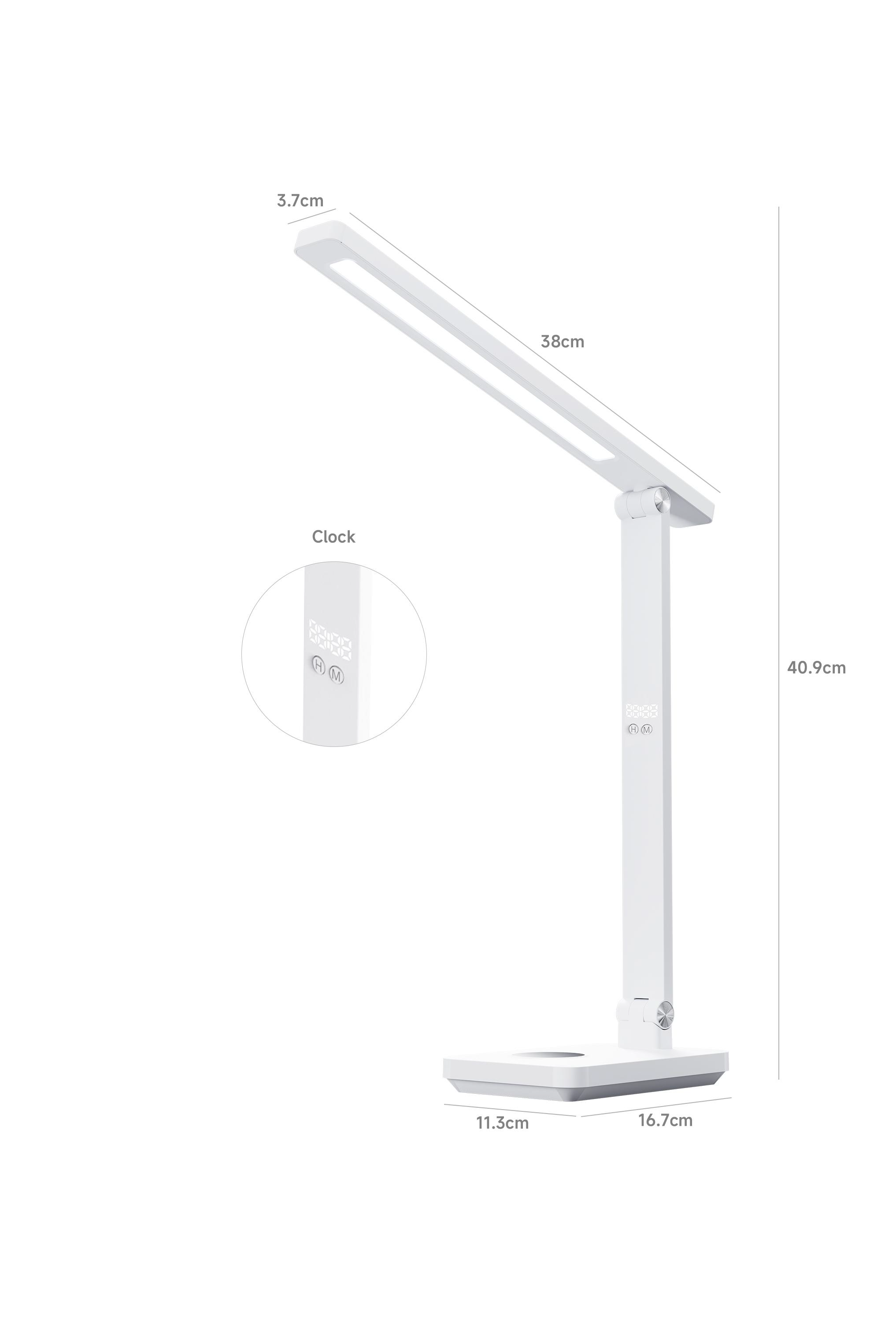 Rechargeable Foldable LED Desk Lamp with Clock & Touch Control