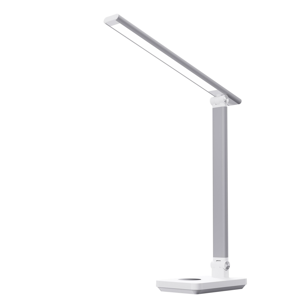 Foldable Aluminum Full-Spectrum LED Desk Lamp with 5W Wireless Charger | RA90/RG0 Certified, 5-Level Brightness & Touch Control | Eye-Care Office/Study Light