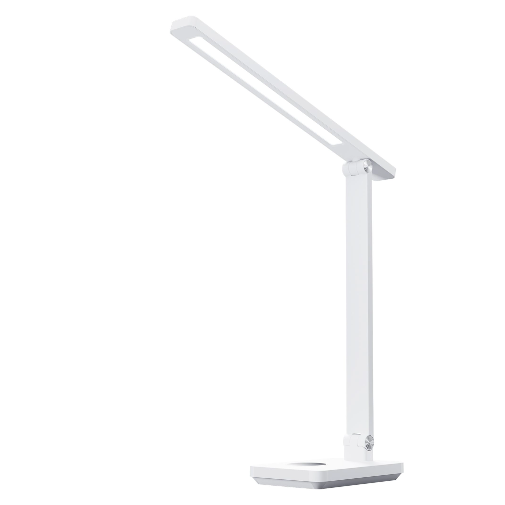 Foldable Full-Spectrum LED Desk Lamp with 5W Wireless Charger | RA90/RG0 Certified, 142 Lumen & 5-Level Brightness | Eye-Care Study/Bedside Light