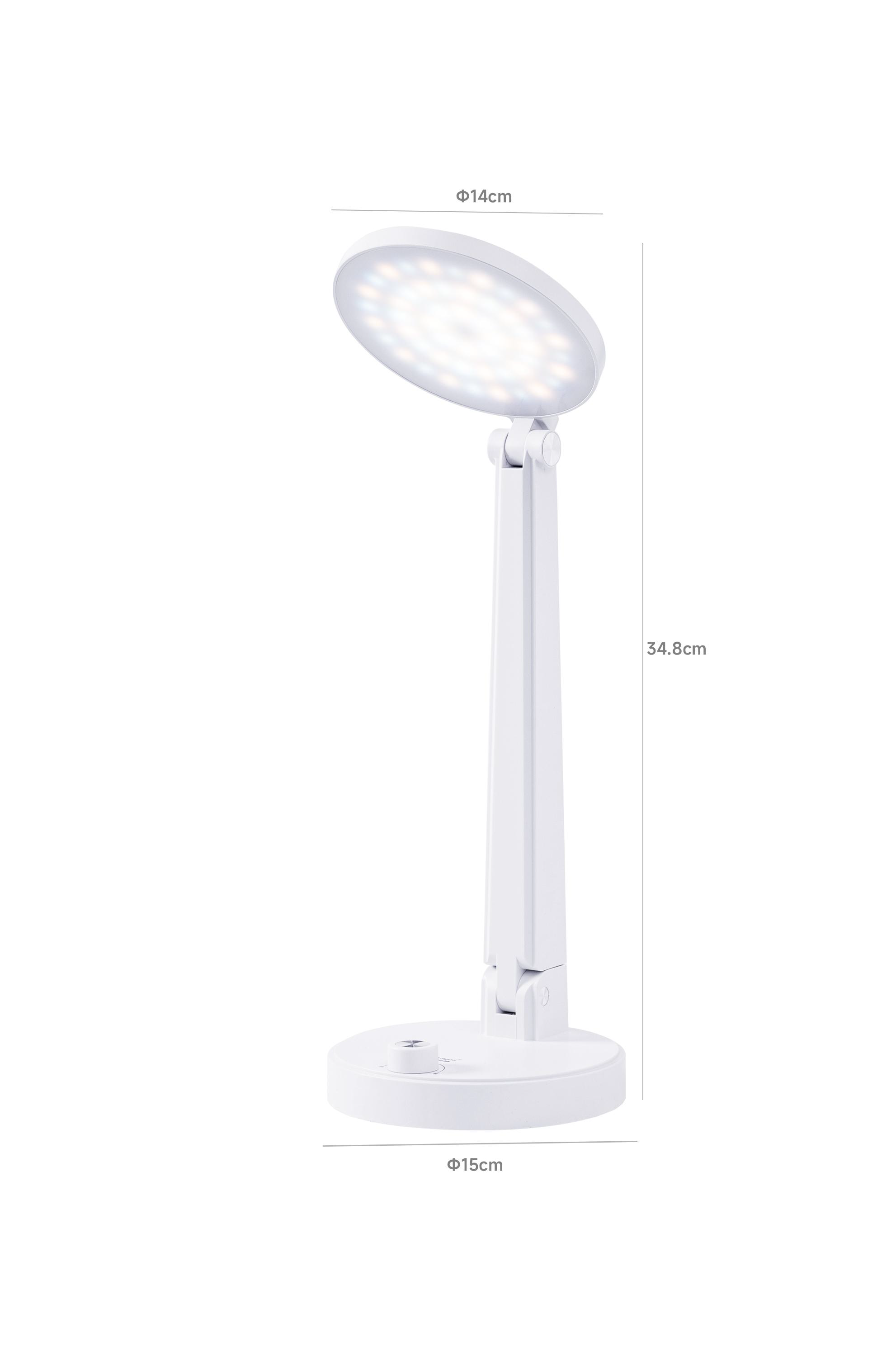 Rechargeable Foldable Full-Spectrum LED Desk Lamp | RA90/RG0 Certified, 3 Modes & Stepless Dimming | Eye-Care Bedside/Study Light with Dual Batteries