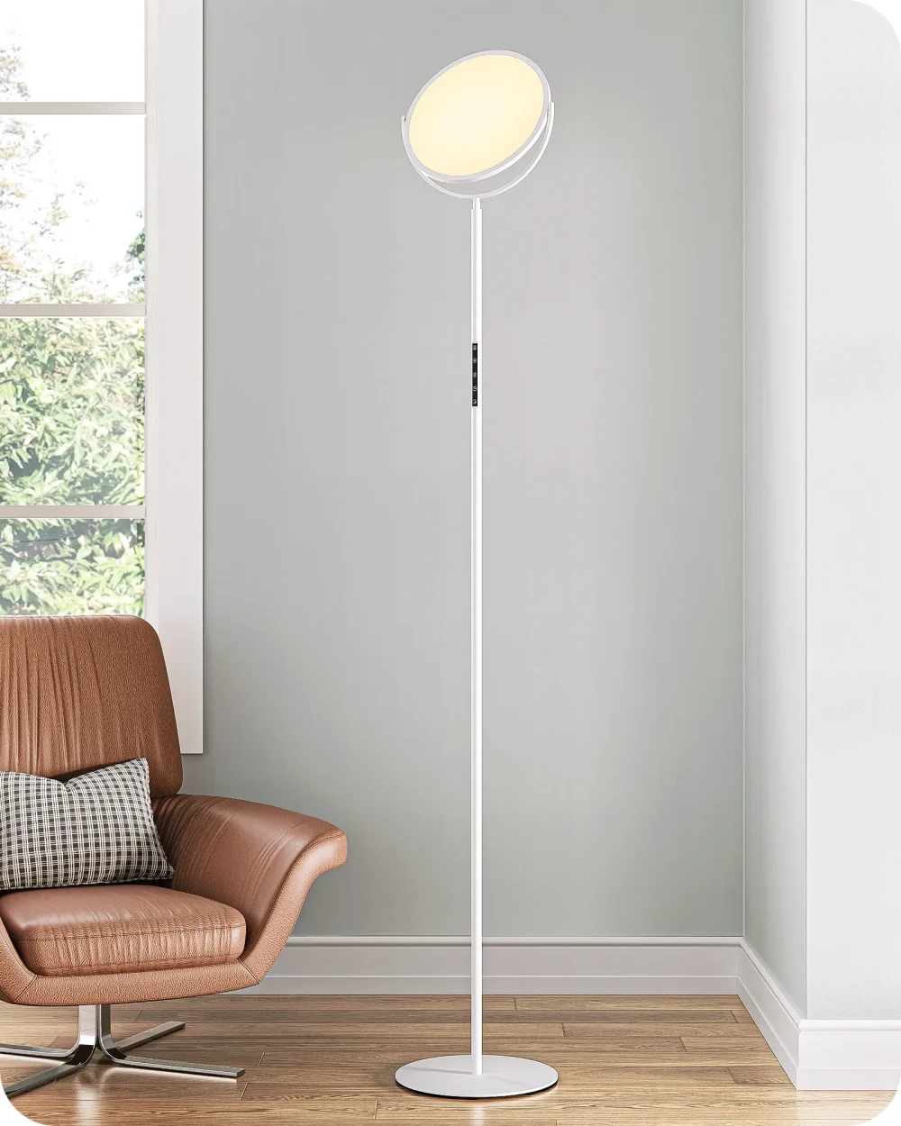 76" Dimmable Tall Floor Lamp with 360° Rotating Head – Remote Control, Adjustable Height & Timer, Modern LED Lighting for Living Room, Bedroom, Office (2500LM, 2700K-6500K, Safe & Stable) - Image 2