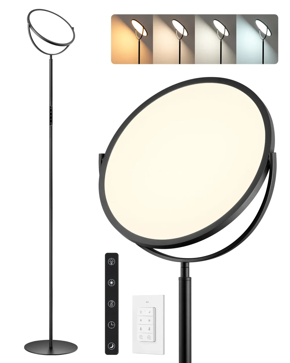 76" Dimmable Tall Floor Lamp with 360° Rotating Head – Remote Control, Adjustable Height & Timer, Modern LED Lighting for Living Room, Bedroom, Office (2500LM, 2700K-6500K, Safe & Stable) - Image 4
