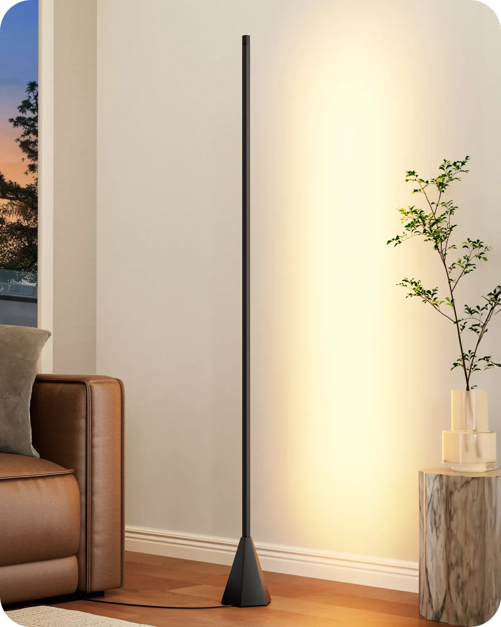 Gesture-Controlled Minimalist LED Corner Floor Lamp