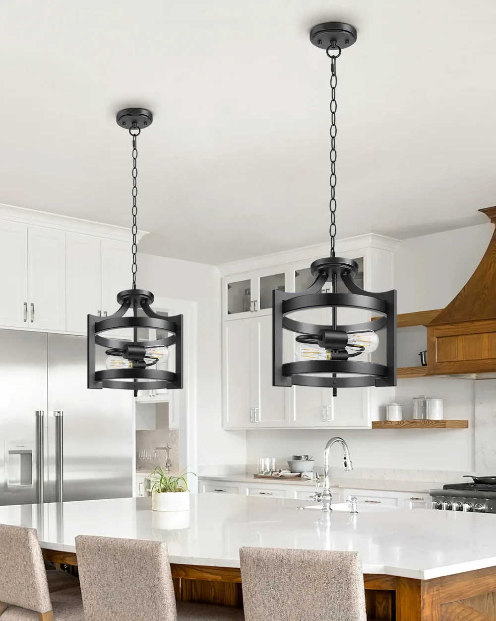 2-Pack 13.5" Industrial Farmhouse Flush Mount Ceiling Light