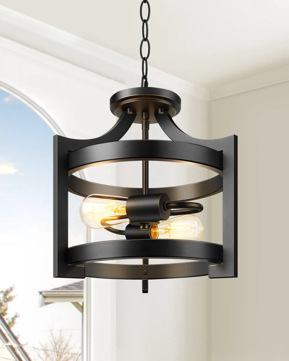 Convertible Semi Flush Mount Ceiling Light – Farmhouse Vintage Design, Adjustable 63" Chain for Pendant/Ceiling Use, ETL Certified & Easy Install (Bedroom/Kitchen/Hallway) - Image 2