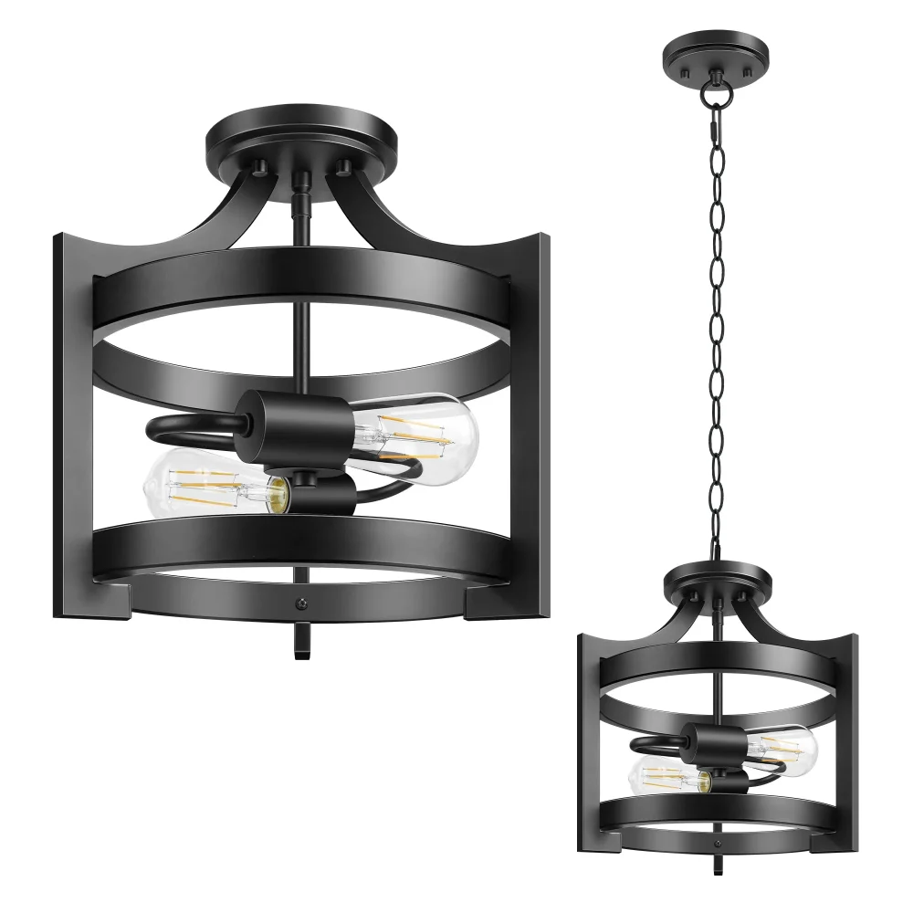 13.5" 2-Light Convertible Semi Flush Mount Ceiling Light
