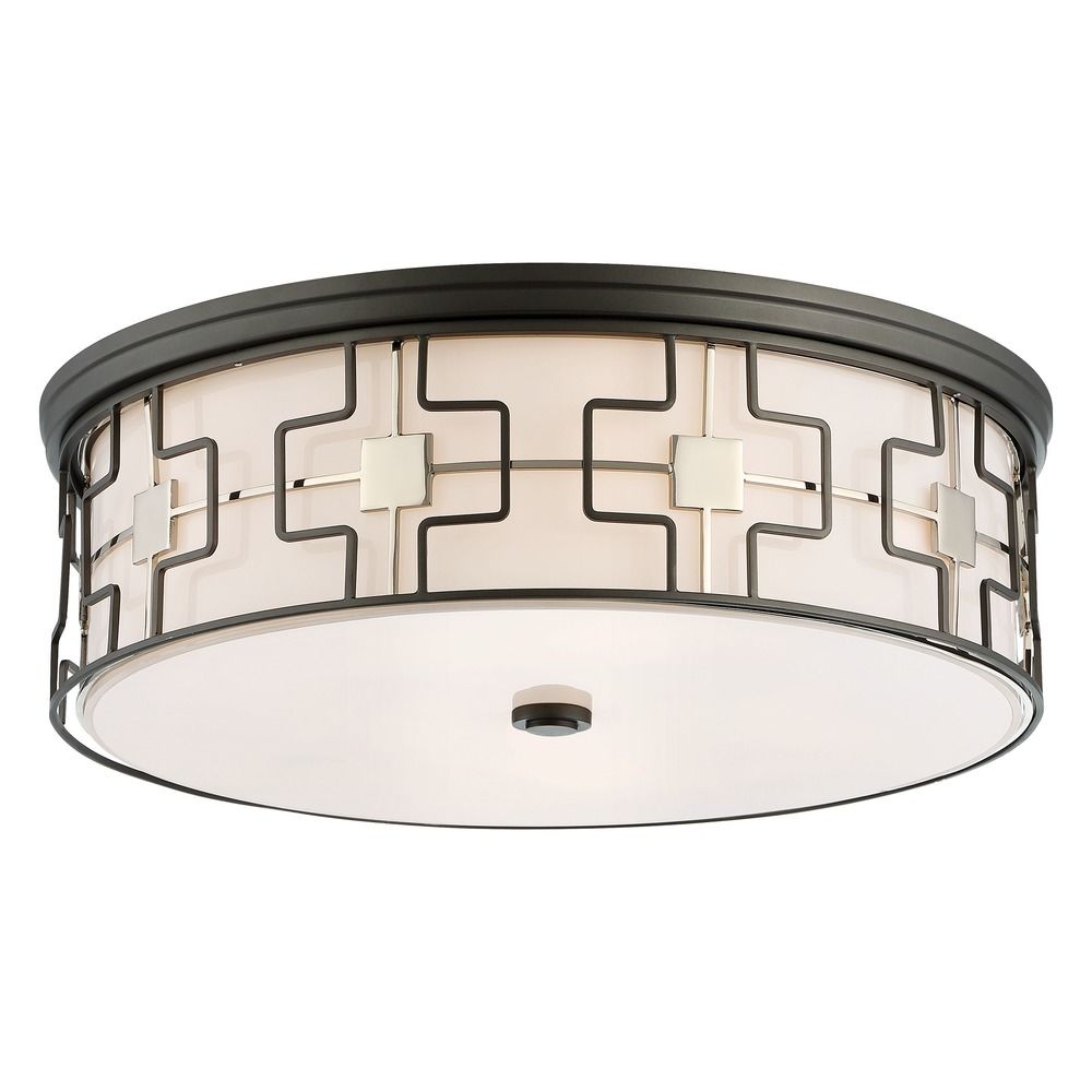 Dark Grey with Polished Nickel LED Flush Mount